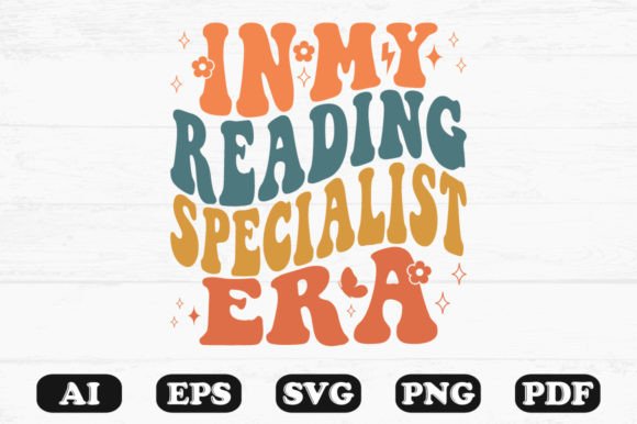In My Reading Specialist Era Retro Wavy Graphics for Crafts