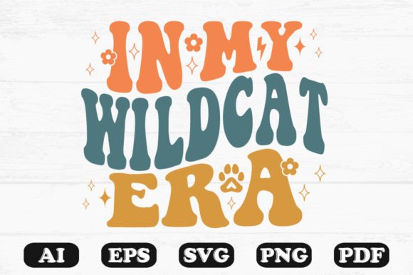 In My Wildcat Era Retro Wavy Svg T-shirt for Graphics and Crafts